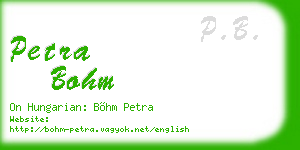 petra bohm business card